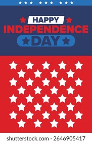 Independence Day in United States of America. The Fourth of July. Happy national holiday, celebrated annual in July 4. American flag. Country freedom day. Patriotic event design. Vector poster