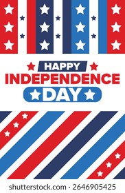 Independence Day in United States of America. The Fourth of July. Happy national holiday, celebrated annual in July 4. American flag. Country freedom day. Patriotic event design. Vector poster