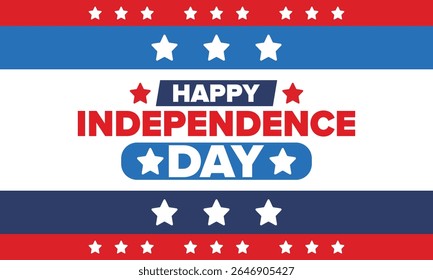 Independence Day in United States of America. The Fourth of July. Happy national holiday, celebrated annual in July 4. American flag. Country freedom day. Patriotic event design. Vector poster