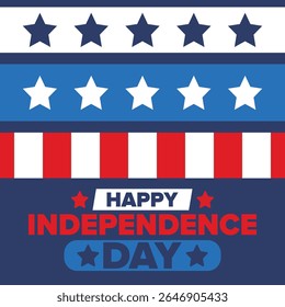 Independence Day in United States of America. The Fourth of July. Happy national holiday, celebrated annual in July 4. American flag. Country freedom day. Patriotic event design. Vector poster