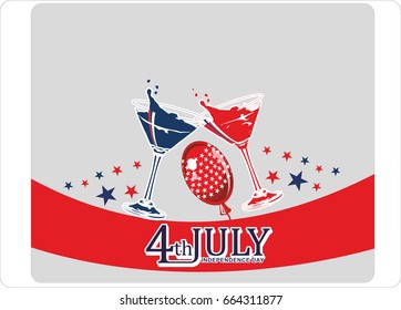 Independence Day Of United States Of America.Happy July Fourth. Vector.Holiday template for design banner,ticket, leaflet, card, poster