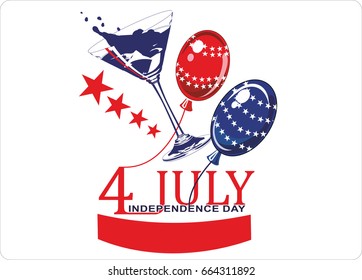 Independence Day Of United States Of America.Happy July Fourth. Vector.Holiday template for design banner,ticket, leaflet, card, poster