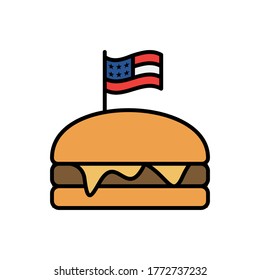 Independence Day United States American Holiday Burger With Flag icons