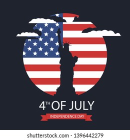 Independence Day United States background,Negative space illustration.Flat design