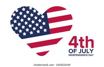 Independence Day in United States. Fourth of July. Federal holiday, celebrated annual in 4 July. Birthday USA as a free country. Patriotic design. Poster, greeting card, banner and background. Vector