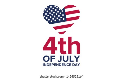 Independence Day in United States. Fourth of July. Federal holiday, celebrated annual in 4 July. Birthday USA as a free country. Patriotic design. Poster, greeting card, banner and background. Vector
