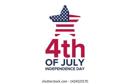 Independence Day in United States. Fourth of July. Federal holiday, celebrated annual in 4 July. Birthday USA as a free country. Patriotic design. Poster, greeting card, banner and background. Vector