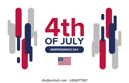 Independence Day in United States. Fourth of July. Federal holiday, celebrated annual in 4 July. Birthday USA as a free country. Patriotic design. Poster, greeting card, banner and background. Vector