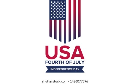 Independence Day in United States. Fourth of July. Federal holiday, celebrated annual in 4 July. Birthday USA as a free country. Patriotic design. Poster, greeting card, banner and background. Vector