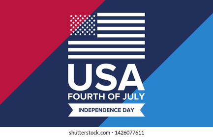 Independence Day in United States. Fourth of July. Federal holiday, celebrated annual in 4 July. Birthday USA as a free country. Patriotic design. Poster, greeting card, banner and background. Vector