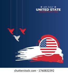 Independence Day United States (Fourth of July or July 4th). Happy national holiday. Celebrated annually on July 4 in America. American flag. Patriotic poster design. Vector illustration