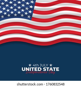 Independence Day United States (Fourth of July or July 4th). Happy national holiday. Celebrated annually on July 4 in America. American flag. Patriotic poster design. Vector illustration