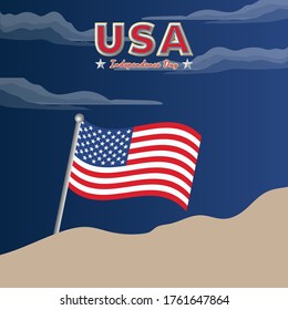 Independence Day United States (Fourth of July or July 4th). Happy national holiday. Celebrated annually on July 4 in America. American flag. Patriotic poster design. Vector illustration