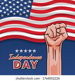 Independence Day United States (Fourth of July or July 4th). Happy national holiday. Celebrated annually on July 4 in America. American flag. Patriotic poster design. Vector illustration