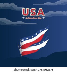 Independence Day United States (Fourth of July or July 4th). Happy national holiday. Celebrated annually on July 4 in America. American flag. Patriotic poster design. Vector illustration