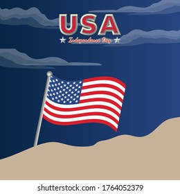 Independence Day United States (Fourth of July or July 4th). Happy national holiday. Celebrated annually on July 4 in America. American flag. Patriotic poster design. Vector illustration