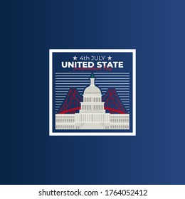 Independence Day United States (Fourth of July or July 4th). Happy national holiday. Celebrated annually on July 4 in America. American flag. Patriotic poster design. Vector illustration