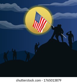 Independence Day United States (Fourth of July or July 4th). Happy national holiday. Celebrated annually on July 4 in America. American flag. Patriotic poster design. Vector illustration