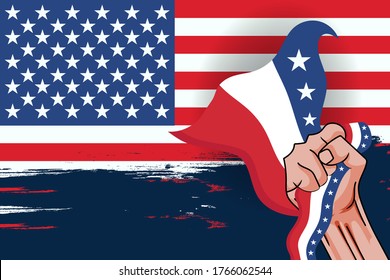 Independence Day United States (Fourth of July or July 4th). Happy national holiday. Celebrated annually on July 4 in America. American flag. Patriotic poster design. Vector illustration