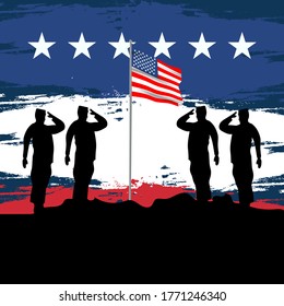 Illustration American Soldier Standing Flag On Stock Vector (Royalty ...