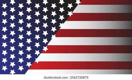 Independence day in the United States is July 4. Vector illustration with the image of the American flag