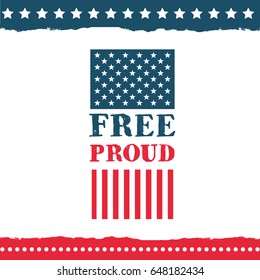 Independence Day of the United States poster set, Fourth of July federal holiday, typical festivity badge with star border. Vector free proud illustration on white background