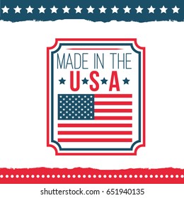 Independence Day of the United States poster set, made in the USA, typical festivity card with star border. Vector flat style illustration on white background