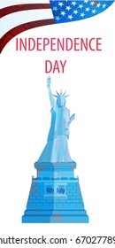 Independence Day United States. Vector illustration for your design.
Flag of America and the monument of freedom. Pattern background. on a white background. Vertical orientation. Illustration
