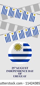 Independence day of Uruguay vector illustration. Suitable for greeting card, poster and banner.
