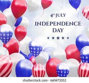 Independence day of USA 4 july . Vector illustration with balloons and text