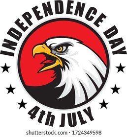independence day of the usa 4 th july with eagle mascot. Happy independence day