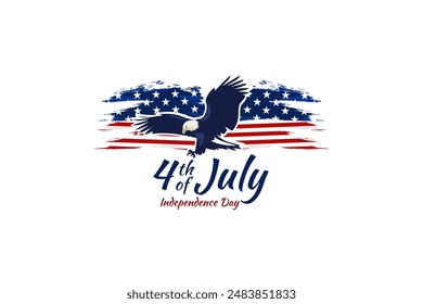 Independence day of the USA 4 th july. American flag colors paint stroke. Happy independence day, vector lllustration. Suitable for greeting card, poster and banner.
