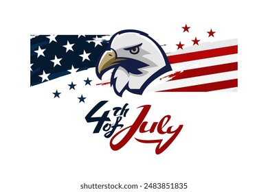 Independence day of the USA 4 th july. American flag colors paint stroke. Happy independence day, vector lllustration. Suitable for greeting card, poster and banner.