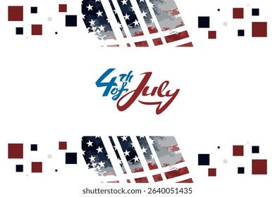 Independence day of the USA 4 th july. American flag colors paint stroke with illustration of liberty. Happy independence day, vector lllustration. Suitable for greeting card, poster and banner.