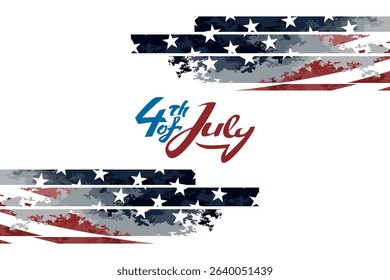 Independence day of the USA 4 th july. American flag colors paint stroke with illustration of liberty. Happy independence day, vector lllustration. Suitable for greeting card, poster and banner.
