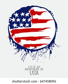 Independence day of the usa 4 th july.American grunge flag