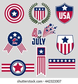 Independence Day USA 4th of july Labels Collection Logo Icons Set