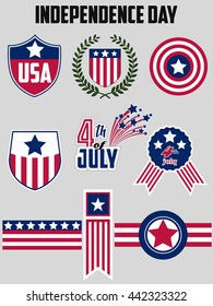 Independence Day USA 4th of july Labels Collection Logo Icons Set