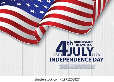 Independence day USA american balloons flag decor.4th of July celebration poster template.Vector illustration.