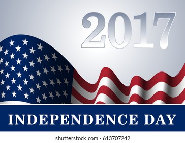 Independence day USA background with flag. Symbol of 4th july celebration the United State of America. Happy fourth july holiday, patriotic flag banner template. Vector illustration