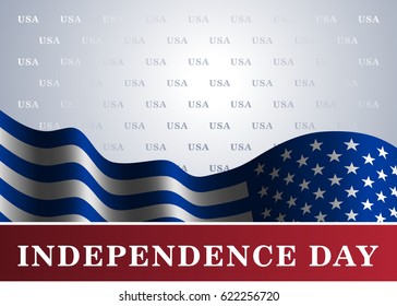 Independence day USA background with flag. Symbol of 4th july celebration the United State of America. Happy fourth july holiday, patriotic flag banner template. Vector illustration