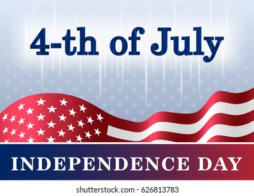 Independence day USA background with flag. Symbol of 4th july celebration the United State of America. Happy fourth july holiday, patriotic flag banner template. Vector illustration