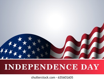 Independence day USA background with flag. Symbol of 4th july celebration the United State of America. Happy fourth july holiday, patriotic flag banner template. Vector illustration