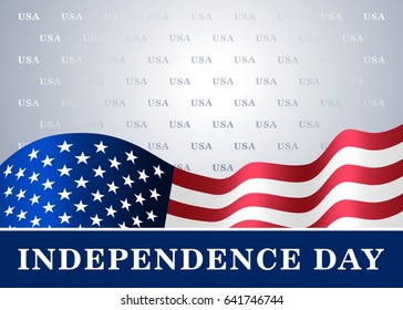 Independence day USA background with flag. Symbol of 4th july celebration the United State of America. Happy fourth july holiday, patriotic flag banner template. Vector illustration
