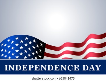 Independence day USA background with flag. Symbol of 4th july celebration the United State of America. Happy fourth july holiday, patriotic flag banner template. Vector illustration