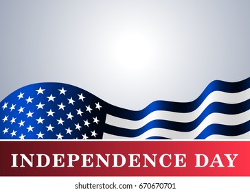 Independence day USA background with flag. Symbol of 4th july celebration the United State of America. Happy holiday, patriotic flag banner template. Vector illustration