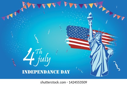 Independence day USA , Background with paper cut hearts ,4th of July celebration poster template.fourth of july voucher discount.Vector illustration- Images vectorielles