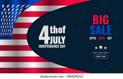 Independence Day USA background sales promotion advertising banner template with american flag design