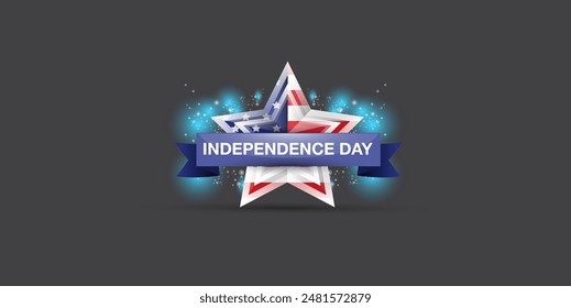 Independence Day USA Banner, background and Greeting Card with Star with usa flag. 4th of July United States Independence Day Celebration Design Vector Illustration. Independence day poster template