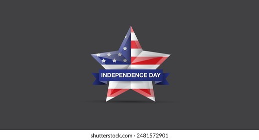 Independence Day USA Banner, background and Greeting Card with Star with usa flag. 4th of July United States Independence Day Celebration Design Vector Illustration. Independence day poster template